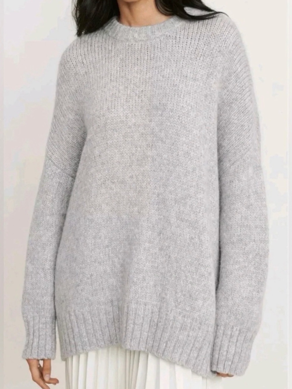 Jenni Kayne Alpaca Cocoon Sweater Cozy Crewneck grey